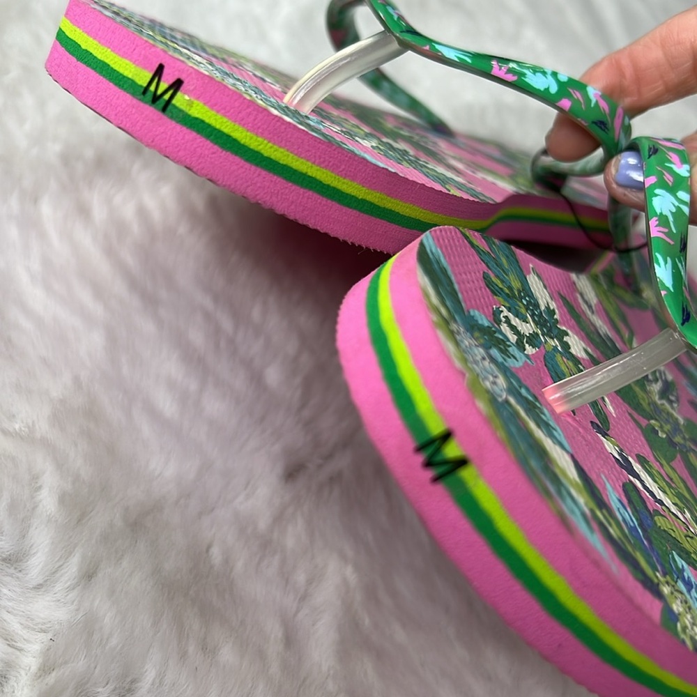 VERA BRADLEY Marion Floral Flip Flops NEW Tropical Sandal Thongs Summer MED  7-8 - Picture 5 of 15